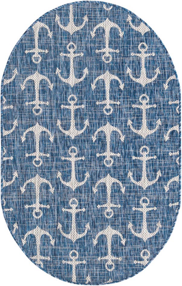 Detail image of 3' x 5' 3 Easy-Clean Coastal Indoor / Outdoor Oval Rug