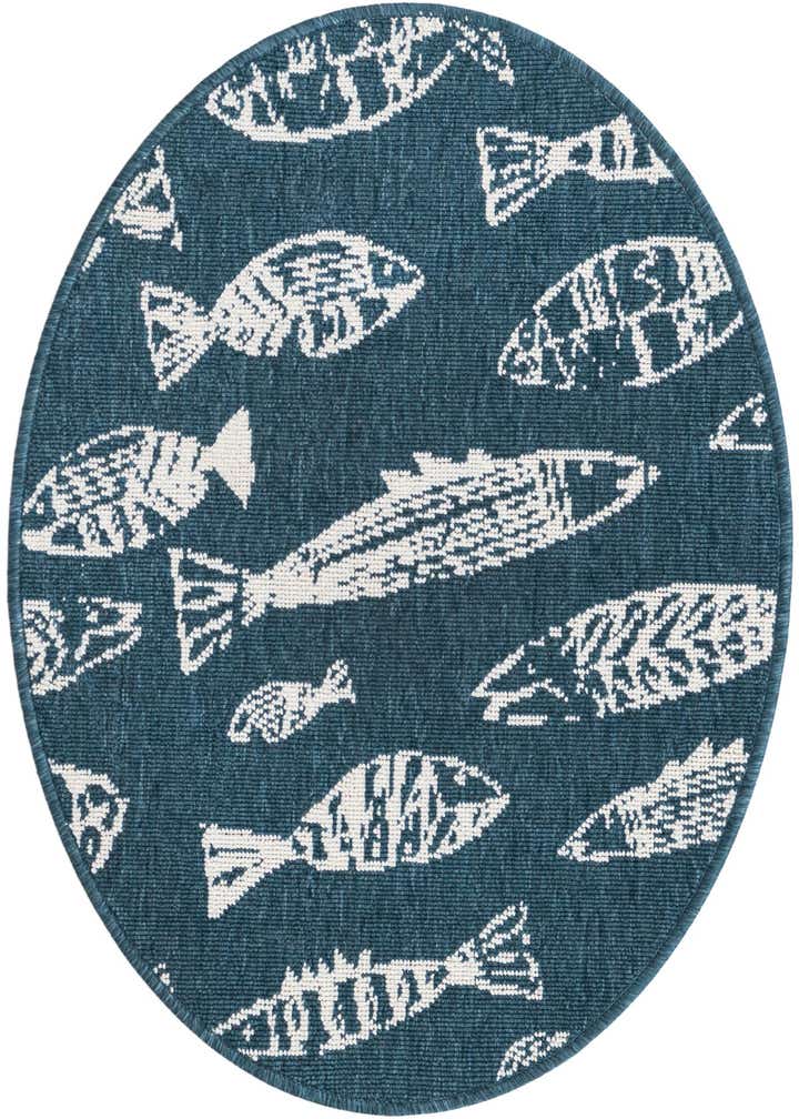 2' x 3' Easy-Clean Coastal Indoor / Outdoor Oval Rug