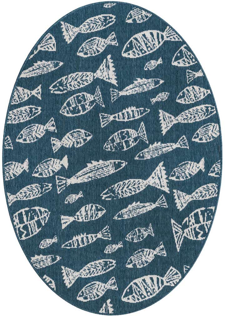 4' x 6' Easy-Clean Coastal Indoor / Outdoor Oval Rug