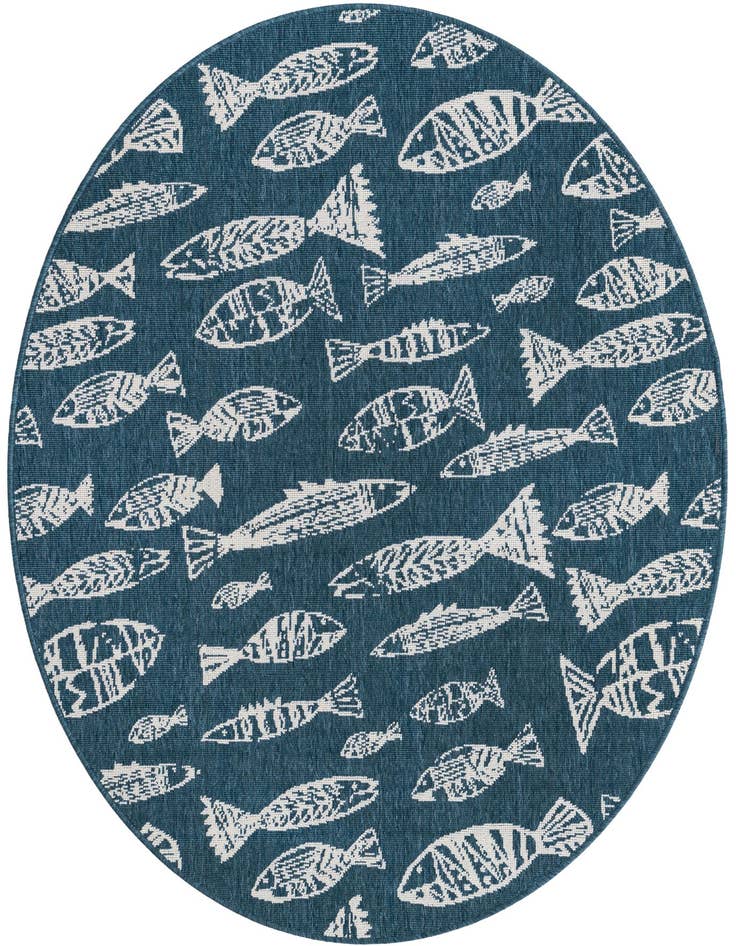 Detail image of 4' x 6' Easy-Clean Coastal Indoor / Outdoor Oval Rug