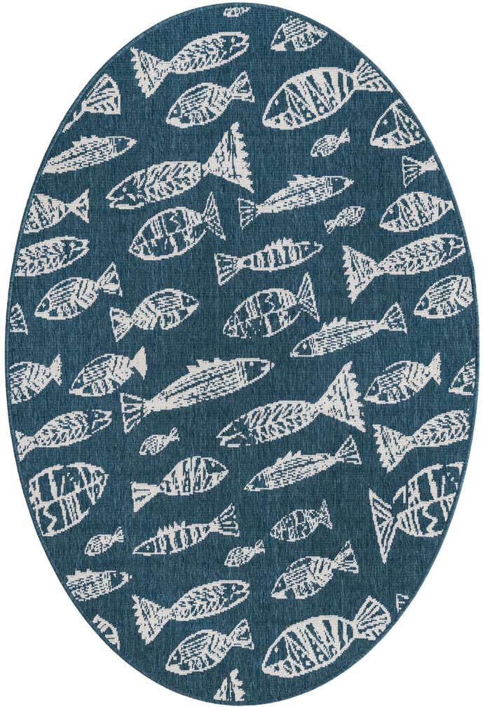 4' x 6' Easy-Clean Coastal Indoor / Outdoor Oval Rug