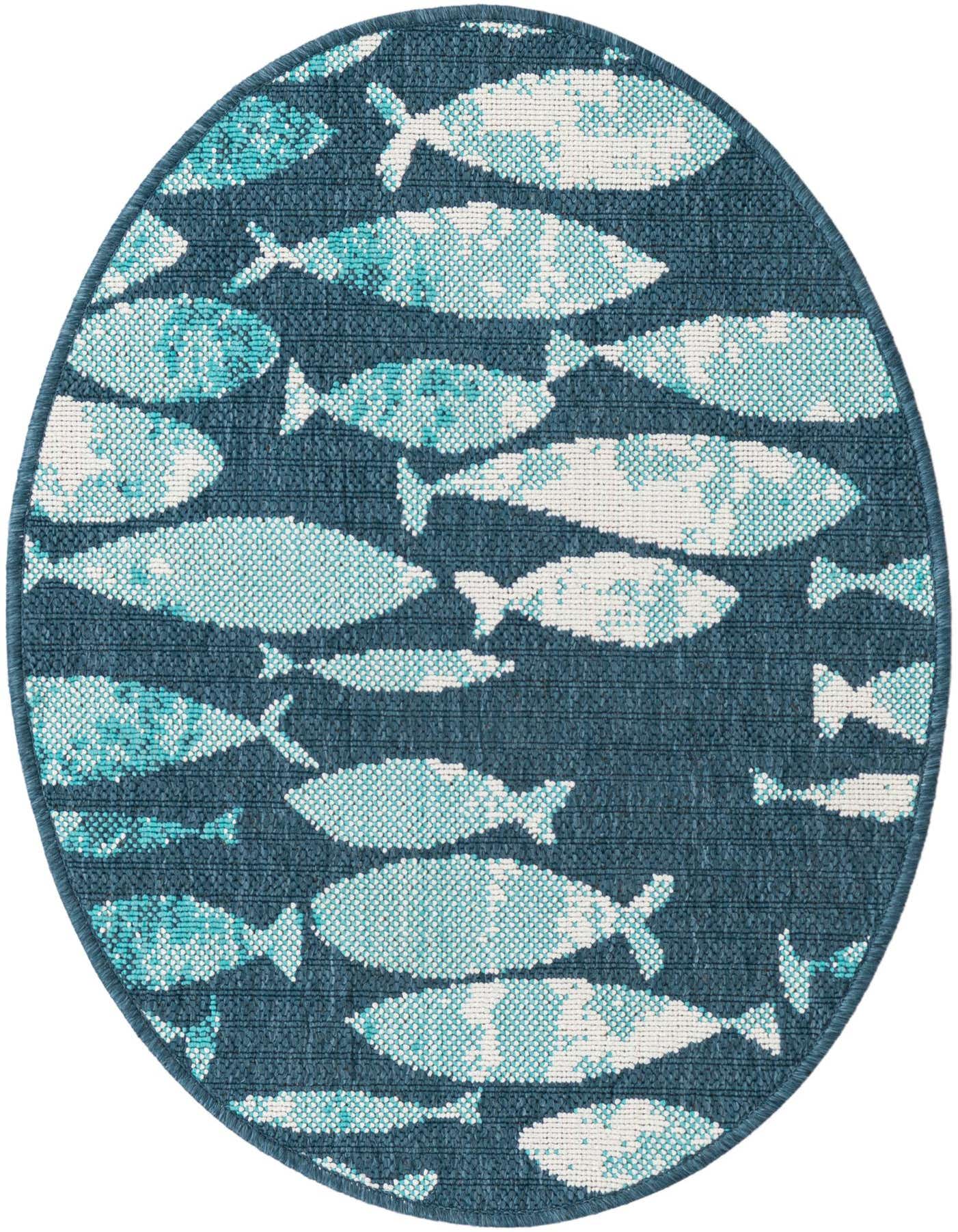 2' x 3' Easy-Clean Coastal Indoor / Outdoor Oval Rug