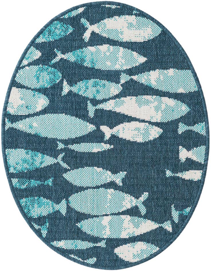 Detail image of 2' x 3' Easy-Clean Coastal Indoor / Outdoor Oval Rug