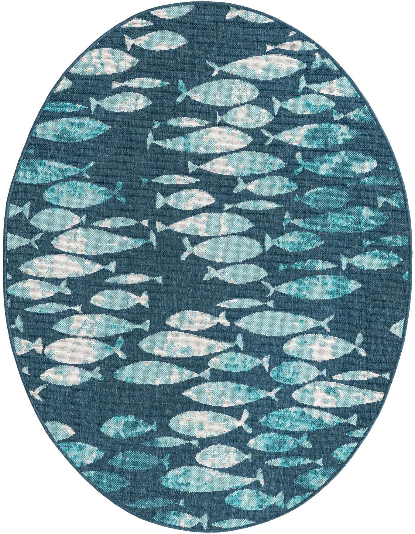 4' x 6' Easy-Clean Coastal Indoor / Outdoor Oval Rug