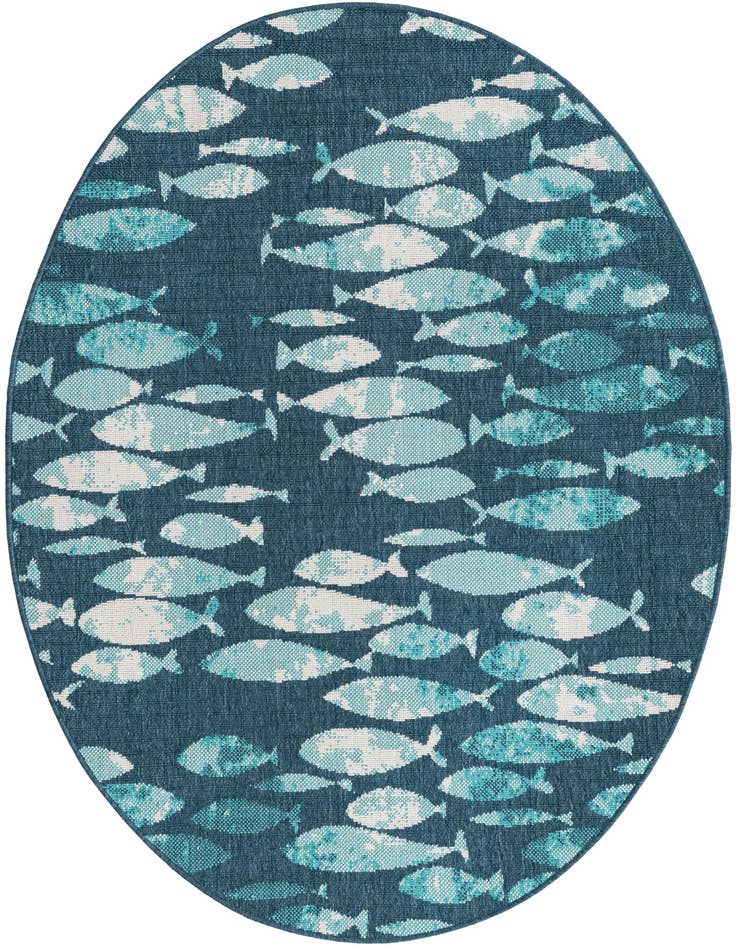 Detail image of 4' x 6' Easy-Clean Coastal Indoor / Outdoor Oval Rug