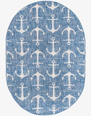 5' 3 x 8' Easy-Clean Coastal Indoor / Outdoor Oval Rug
