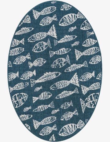 4' x 6' Easy-Clean Coastal Indoor / Outdoor Oval Rug