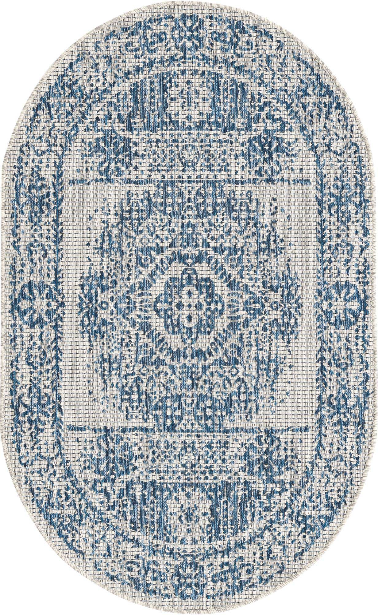 3' x 5' 3 Easy-Clean Traditional Indoor / Outdoor Oval Rug
