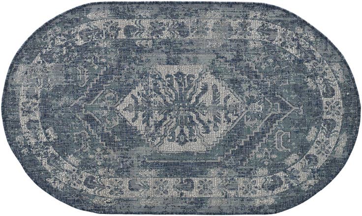 Detail image of 3' x 5' 3 Easy-Clean Traditional Indoor / Outdoor Oval Rug