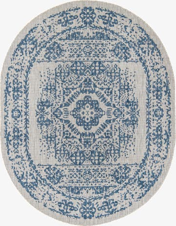 7' 10 x 10' Easy-Clean Traditional Indoor / Outdoor Oval Rug