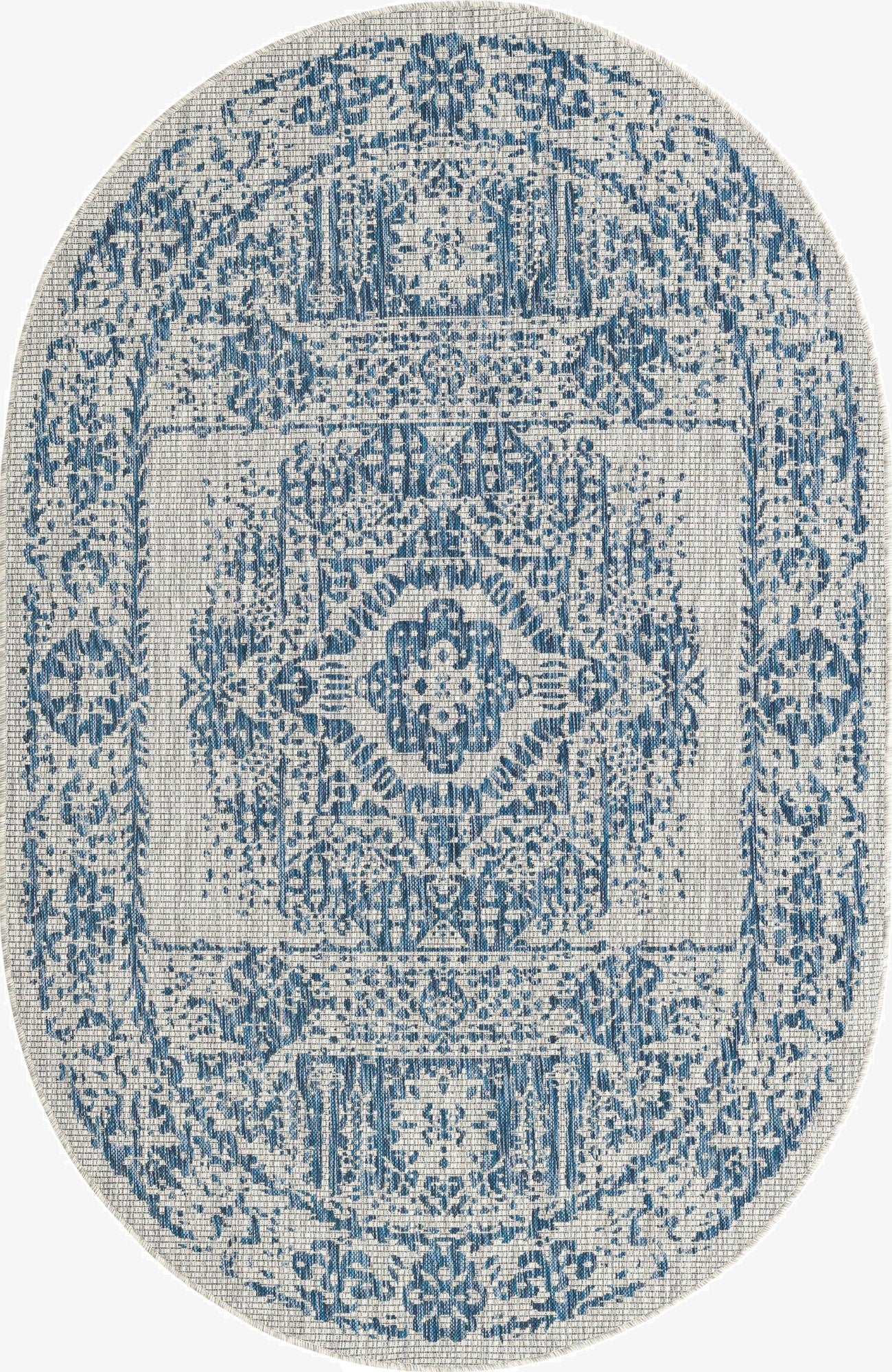 Primary image 5' 3 x 8'  Washable Traditional Indoor / Outdoor Oval Rug