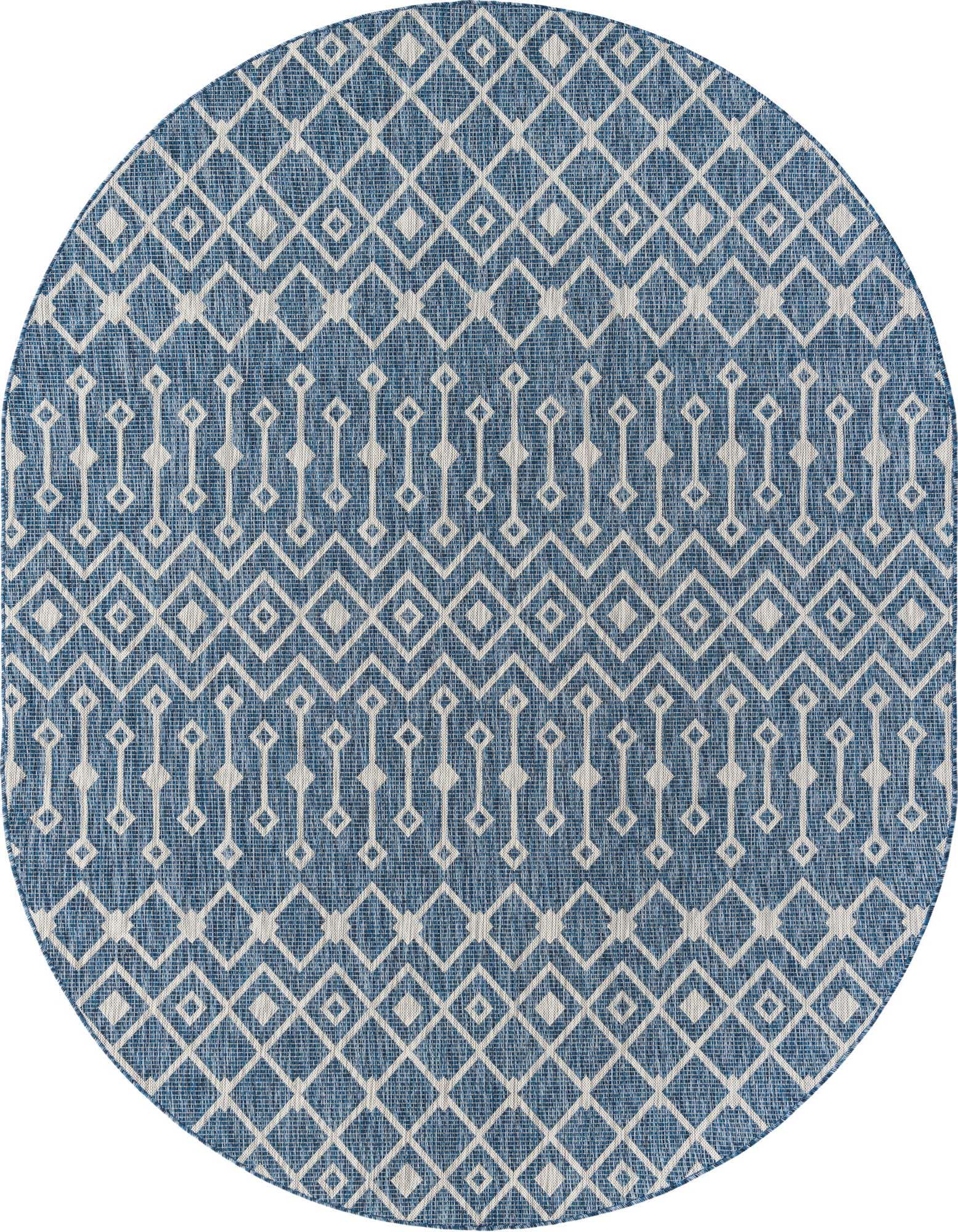 7' 10 x 10' Easy-Clean Trellis Indoor / Outdoor Oval Rug