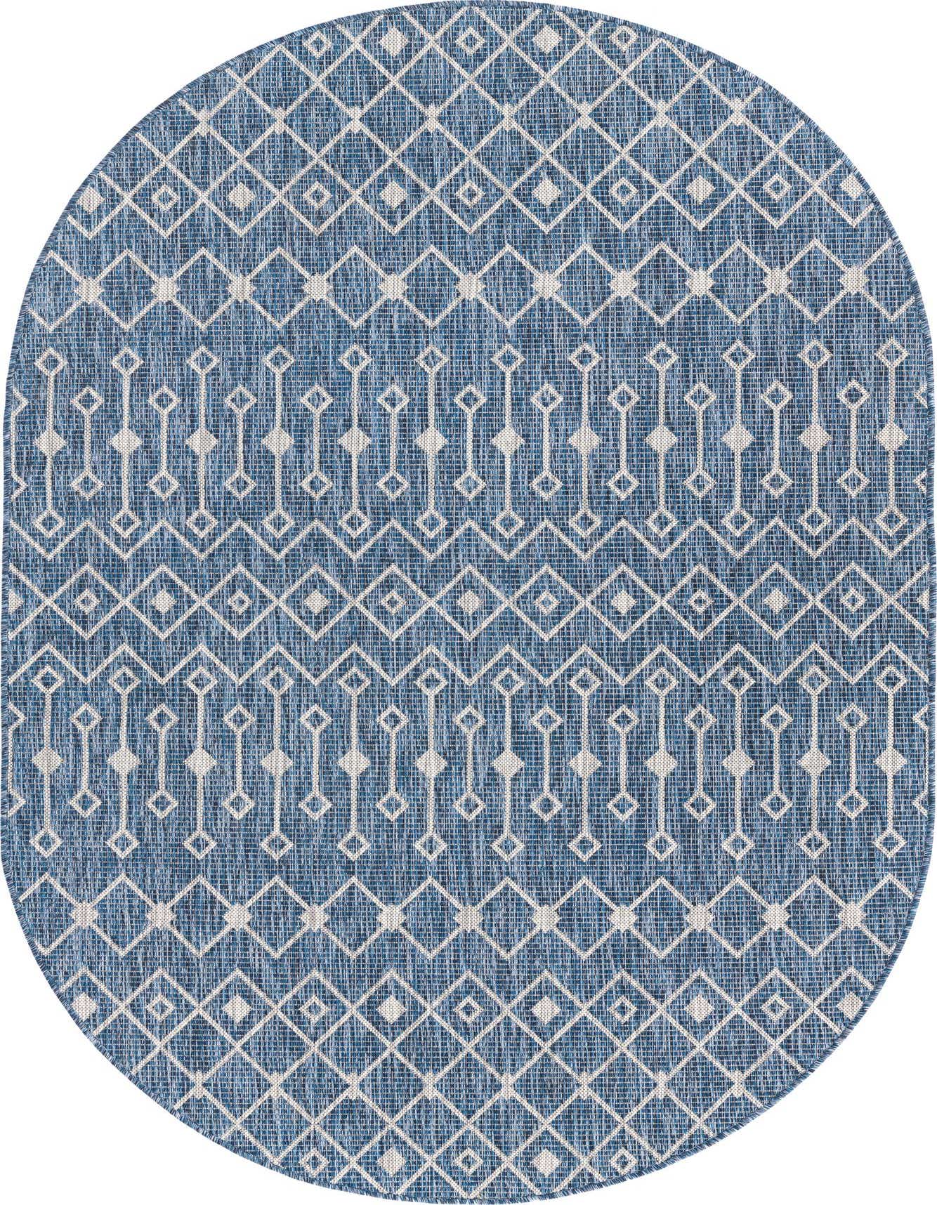 5' 3 x 8' Easy-Clean Trellis Indoor / Outdoor Oval Rug