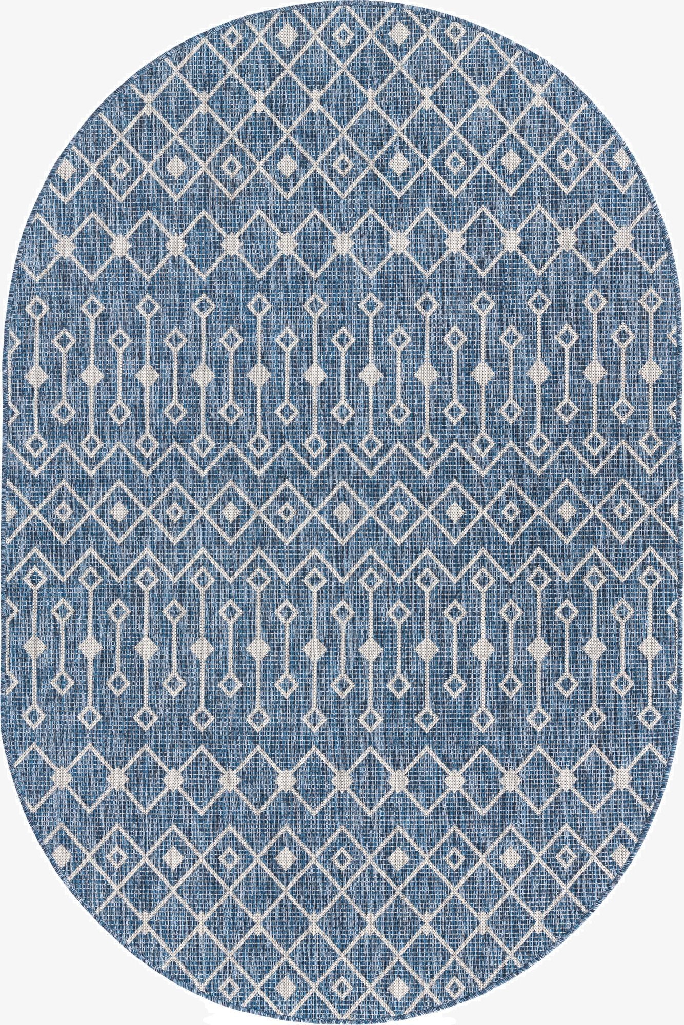 5' 3 x 8'  Washable Trellis Indoor / Outdoor Oval Rug