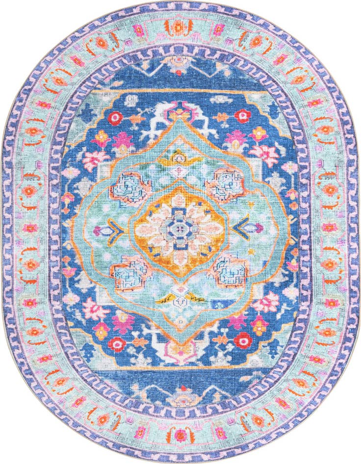 Detail image of 7' 6 x 10' 6 Washable Timeless Oval Rug