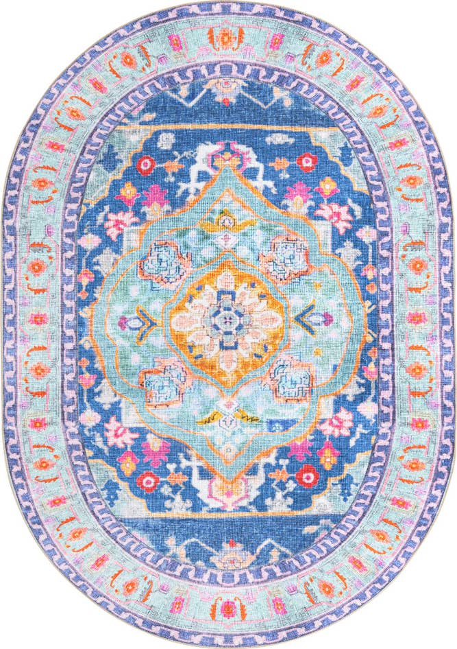 Detail image of 7' 6 x 10' 6 Washable Timeless Oval Rug