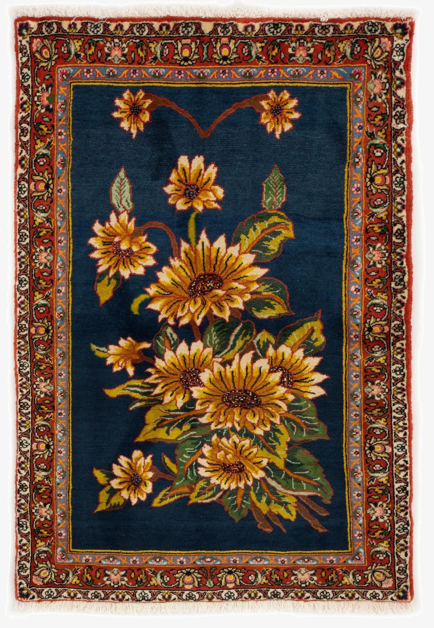 3' 5 x 4' 10  Hand Knotted Bachtiar Persian Wool Rug