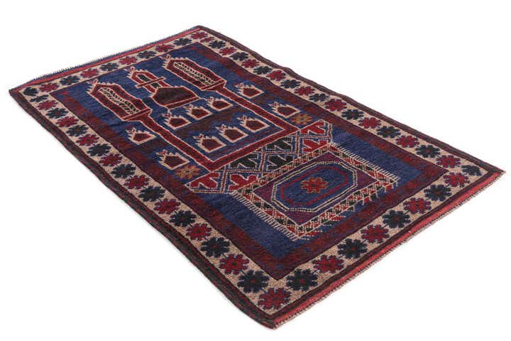 2' 9 x 4' 7 Hand Knotted Balouch Persian Wool Rug