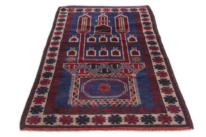 2' 9 x 4' 7 Hand Knotted Balouch Persian Wool Rug