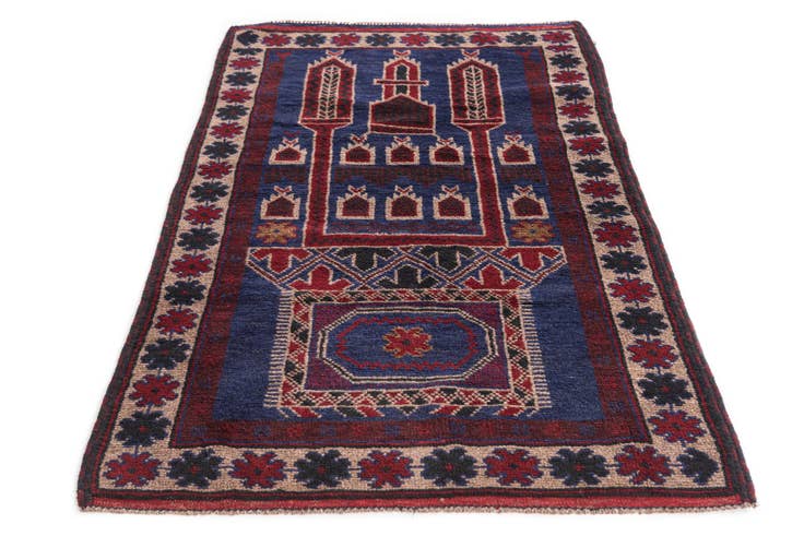 Detail image of 2' 9 x 4' 7 Hand Knotted Balouch Persian Wool Rug