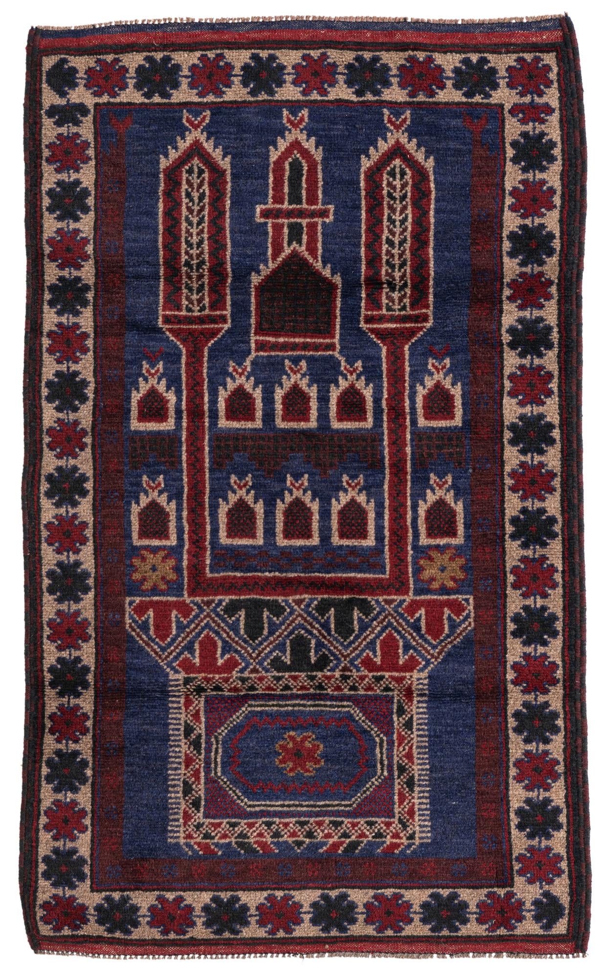 2' 9 x 4' 7 Hand Knotted Balouch Persian Wool Rug