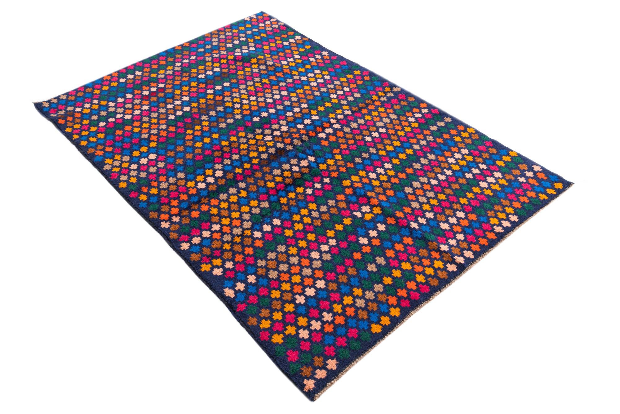 4' x 5' 9 Hand Knotted Balouch Wool Rug