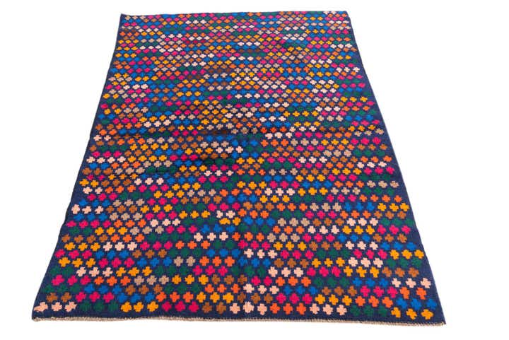 4' x 5' 9 Hand Knotted Balouch Wool Rug