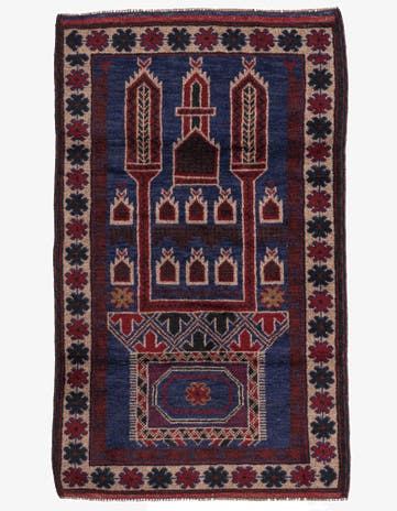 2' 9 x 4' 7 Hand Knotted Balouch Persian Wool Rug