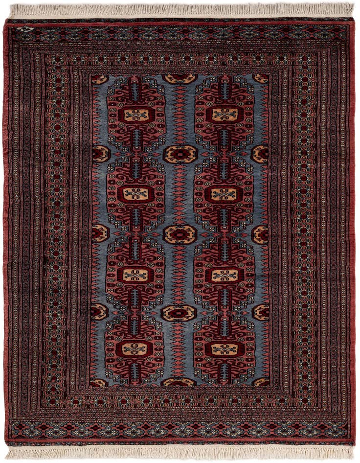 Detail image of 4' 2 x 6' 6 Hand Knotted Bokhara Oriental Wool Rug