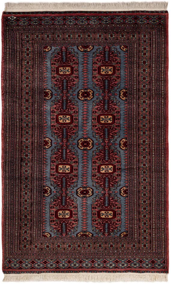 Detail image of 4' 2 x 6' 6 Hand Knotted Bokhara Oriental Wool Rug