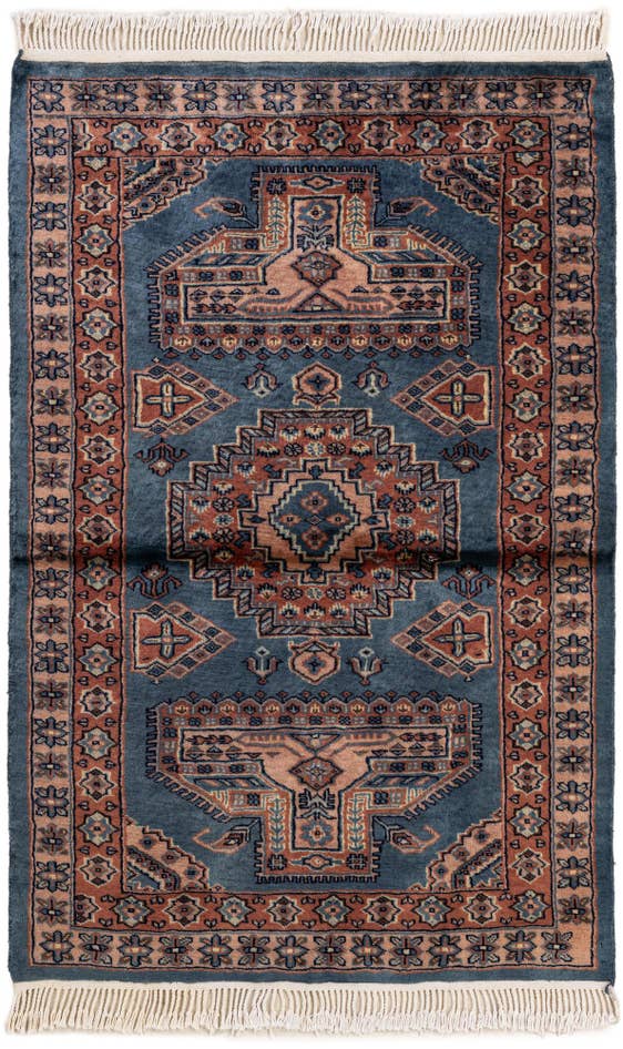 Detail image of 3' 2 x 4' 10 Hand Knotted Bokhara Oriental Wool Rug