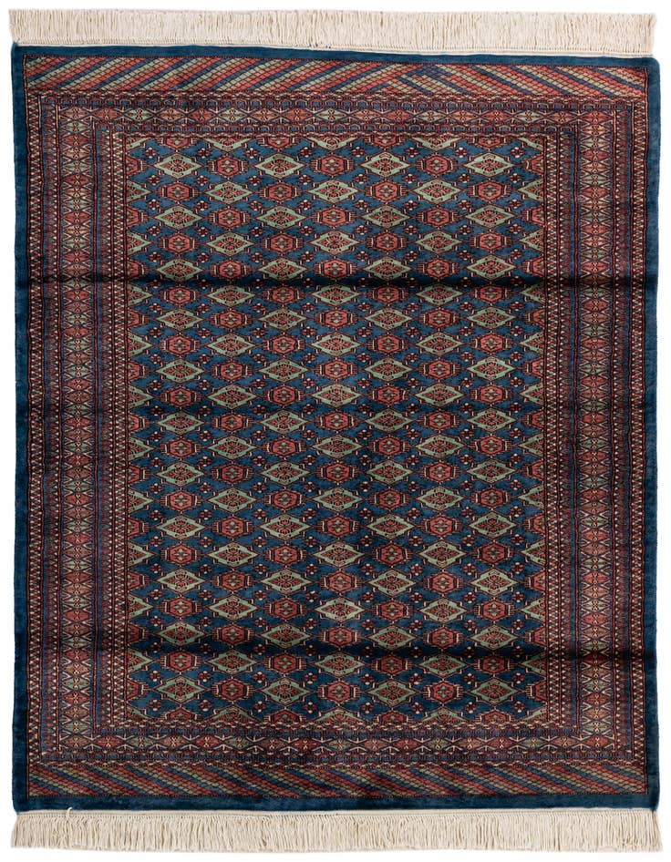 Detail image of 4' 2 x 5' 6 Hand Knotted Bokhara Oriental Wool Rug