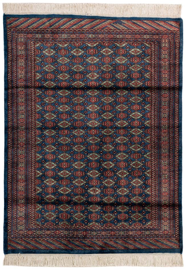 Detail image of 4' 2 x 5' 6 Hand Knotted Bokhara Oriental Wool Rug