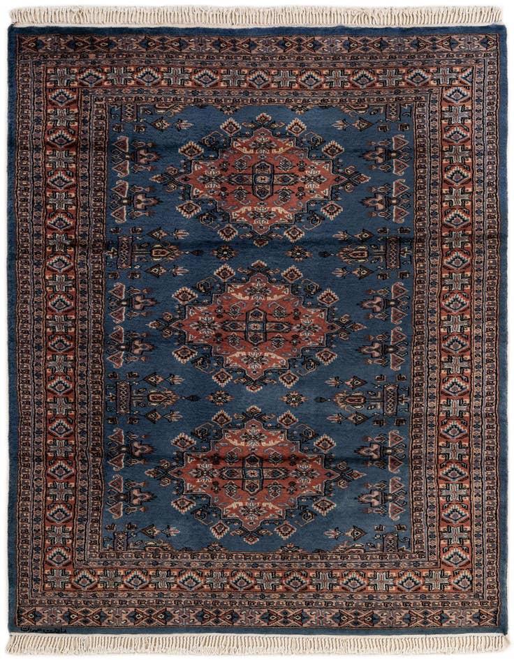 Detail image of 4' 2 x 6' 7 Hand Knotted Bokhara Wool Rug