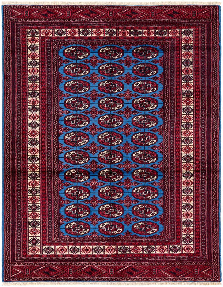 Detail image of 4' 2 x 6' 6 Hand Knotted Bokhara Wool Rug