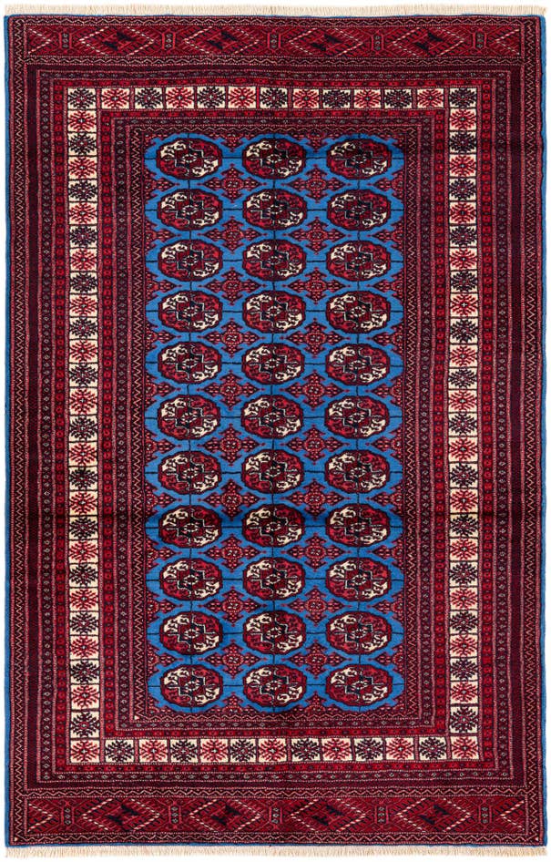 Detail image of 4' 2 x 6' 6 Hand Knotted Bokhara Wool Rug