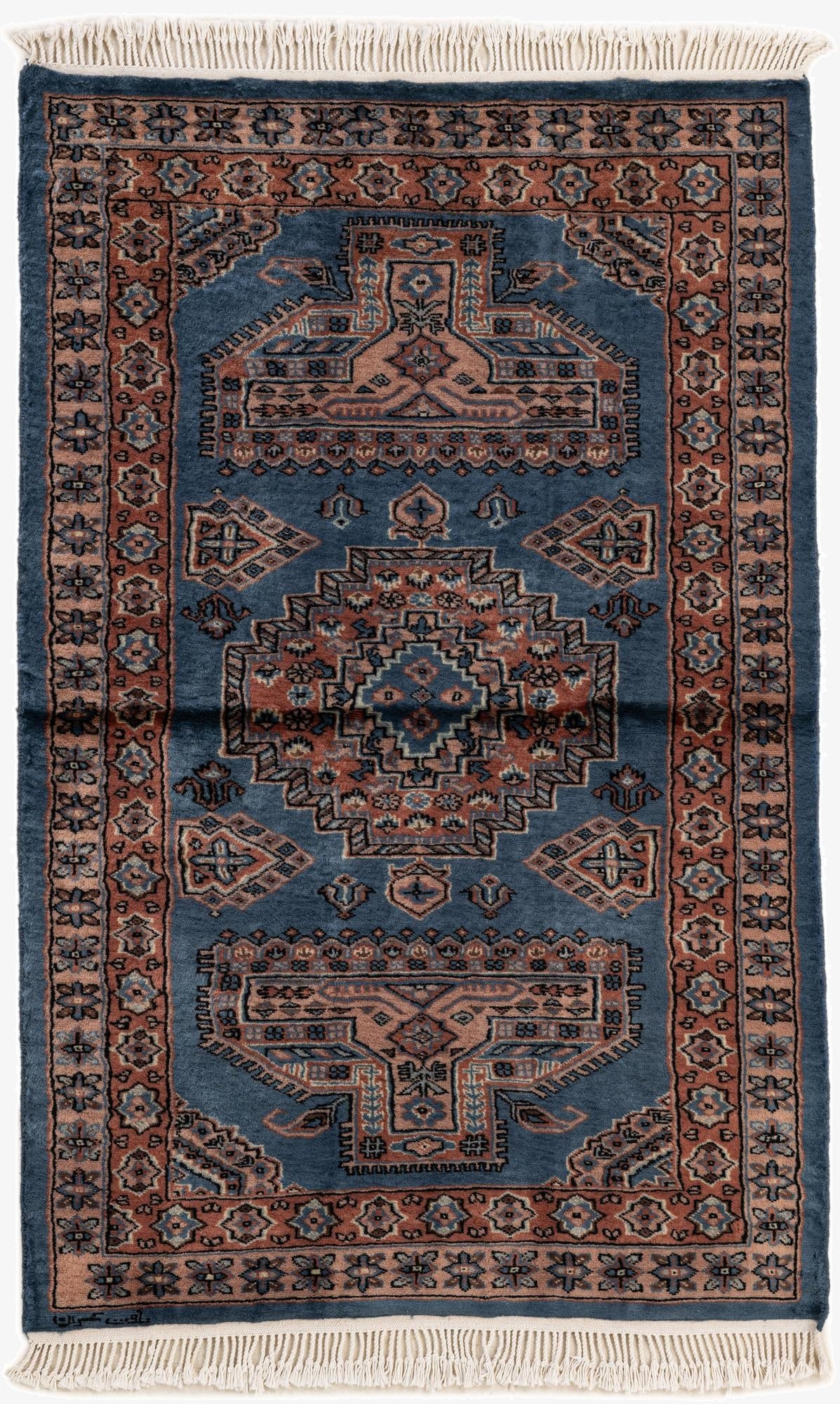 3' 1 x 5'  Hand Knotted Bokhara Oriental Wool Rug