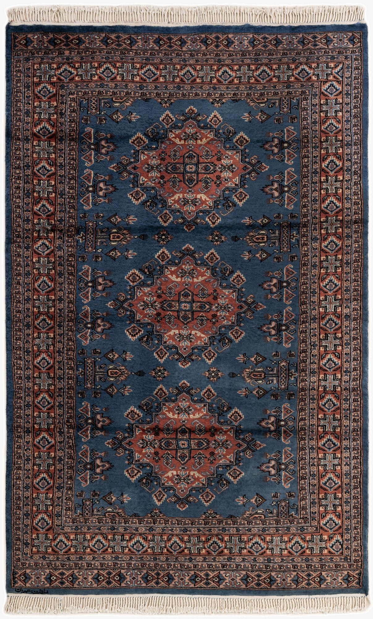 4' 2 x 6' 7  Hand Knotted Bokhara Wool Rug