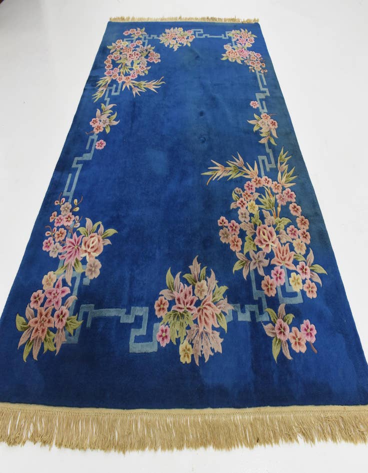 Detail image of 7' 6 x 10' 7 Hand Knotted Carved Pekin Wool Rug