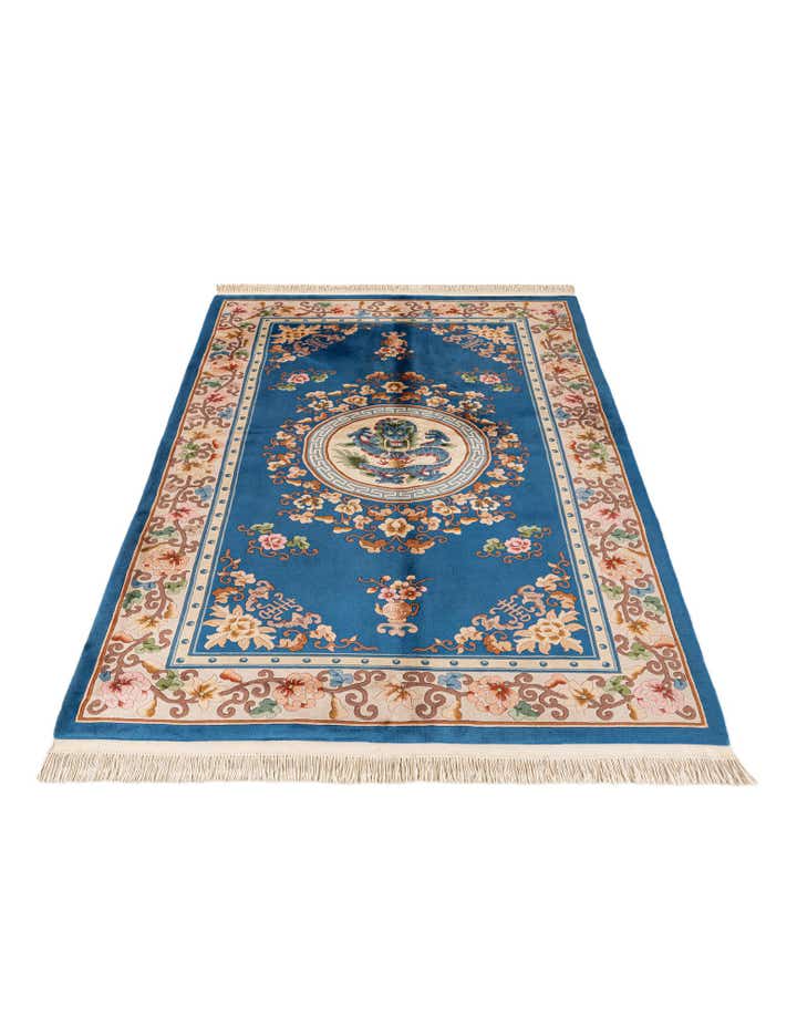 4' 11 x 8' 4 Hand Knotted Carved Pekin Wool Rug