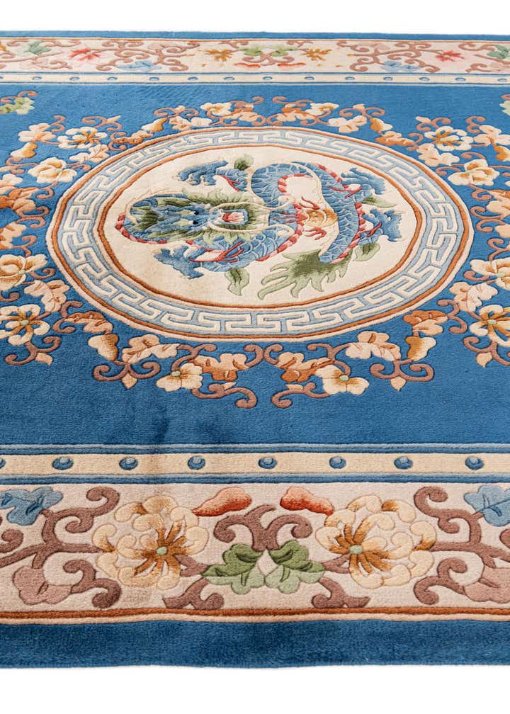 4' 11 x 8' 4 Hand Knotted Carved Pekin Wool Rug