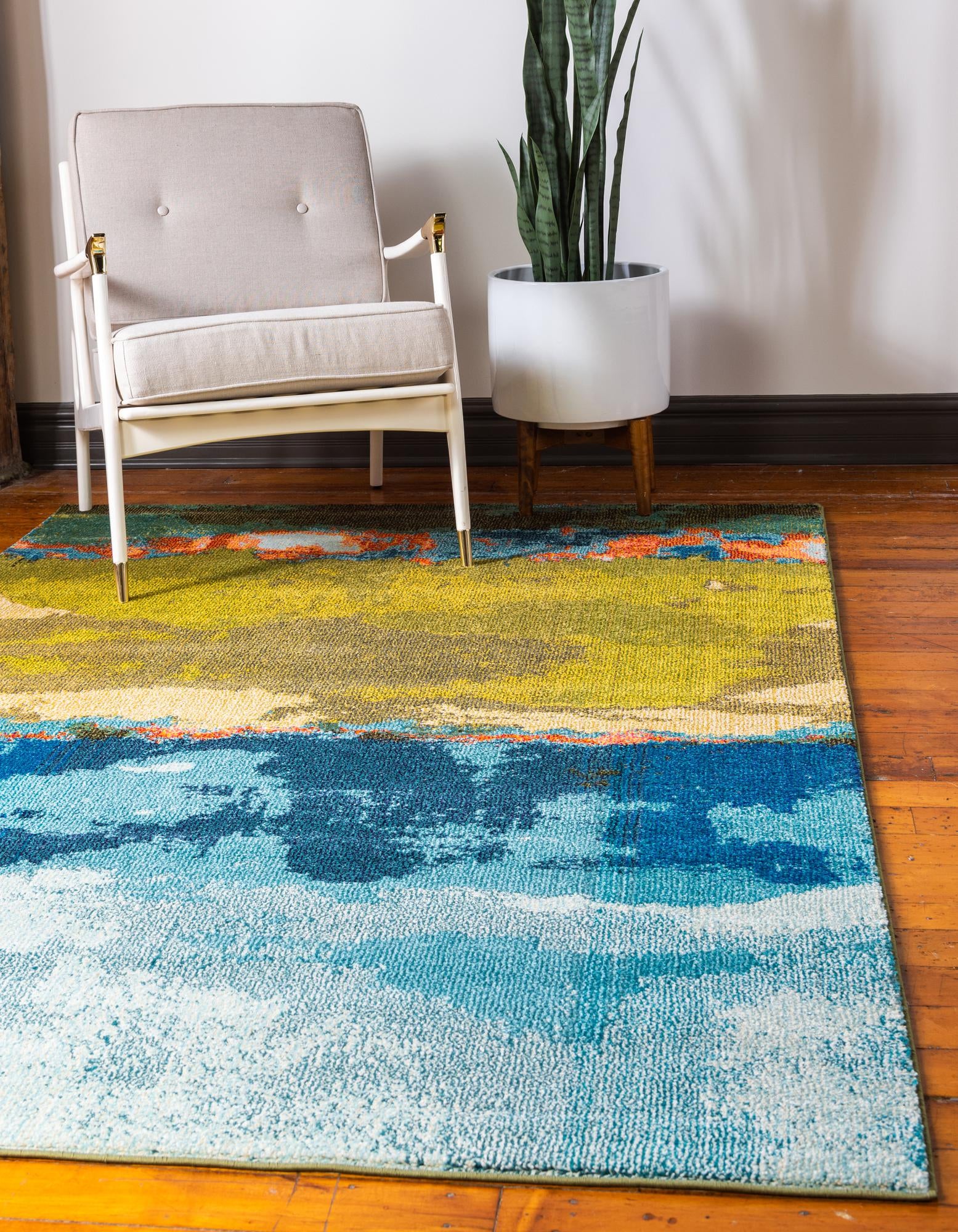 Blue Washable Casablanca Rug