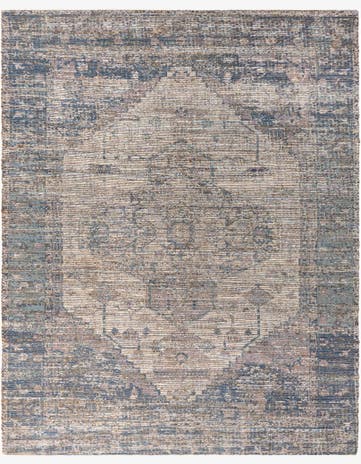 Blue Hand Woven Chenille Jute Rug