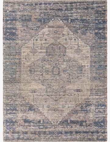 Blue Hand Woven Chenille Jute Rug