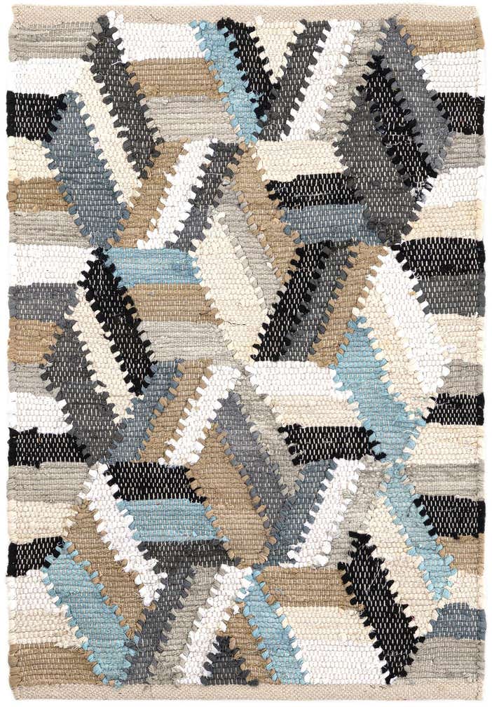 2' x 3' 1 Hand Braided Chindi Cotton Rug