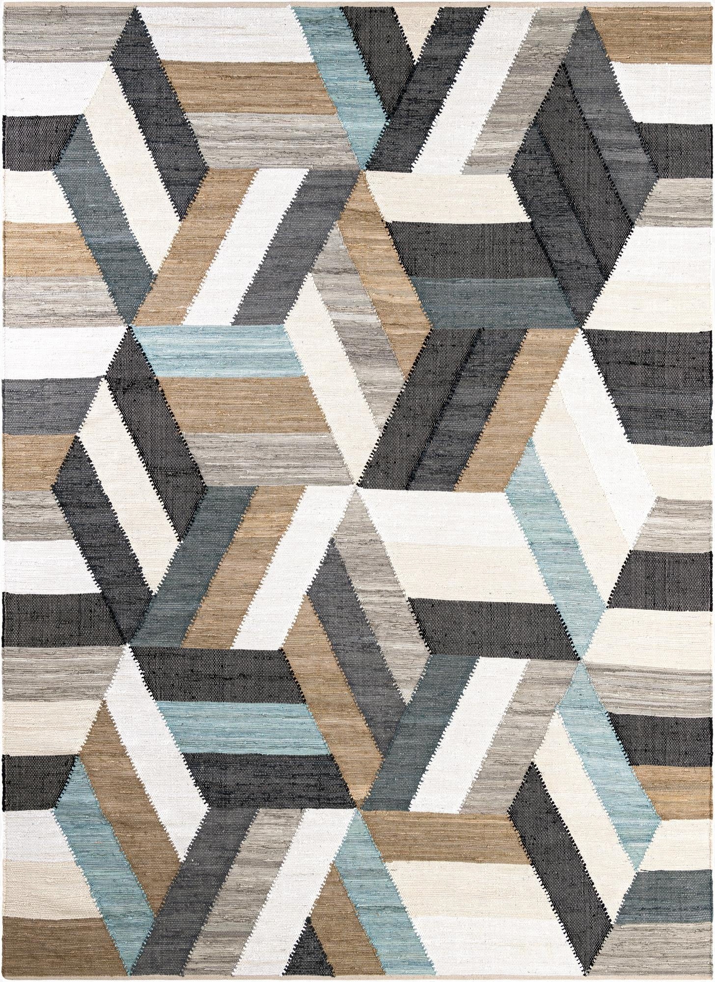 Primary image 9' x 12'  Hand Braided Chindi Cotton Rug