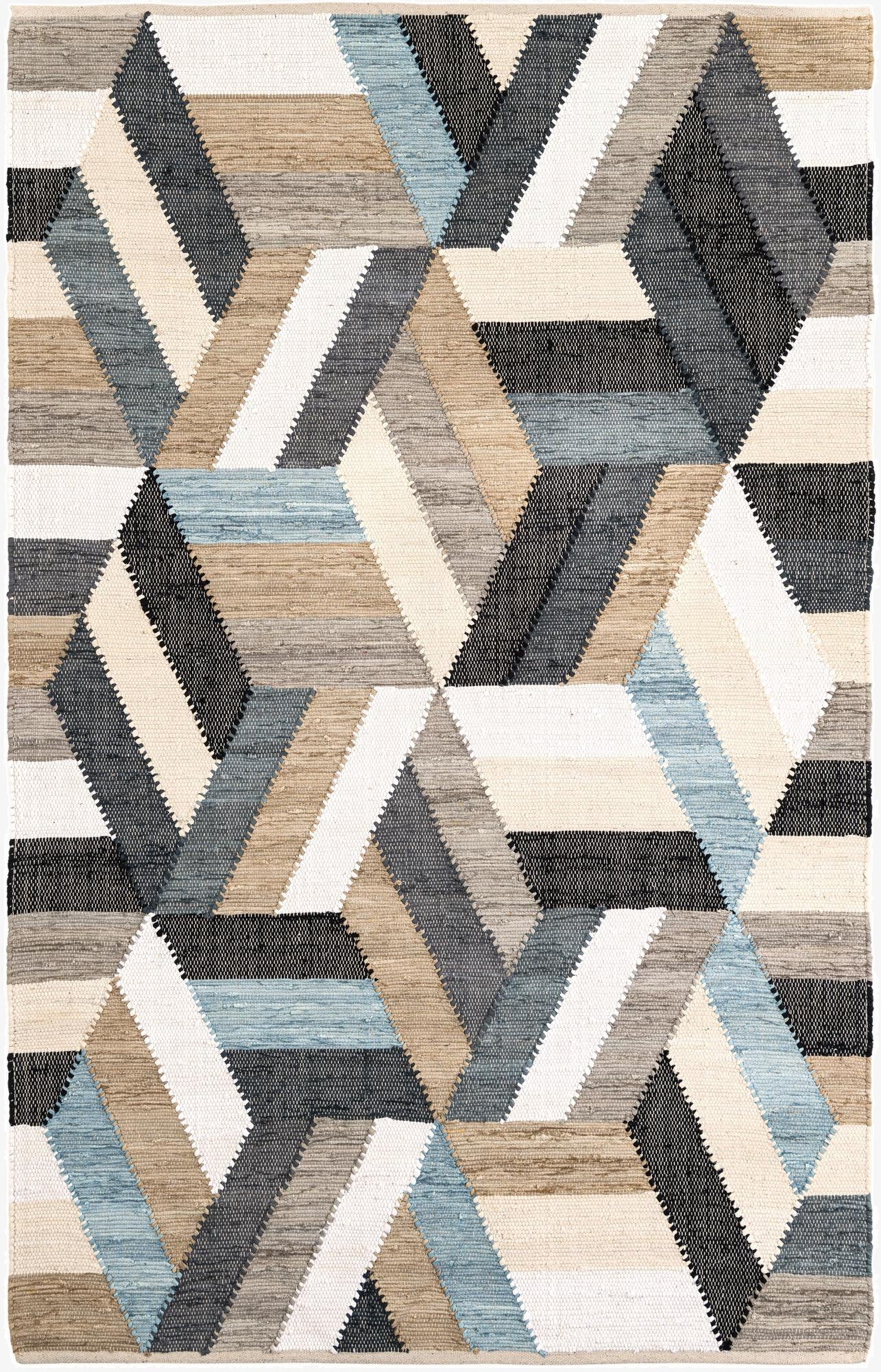 5' 1 x 8'  Hand Braided Chindi Cotton Rug