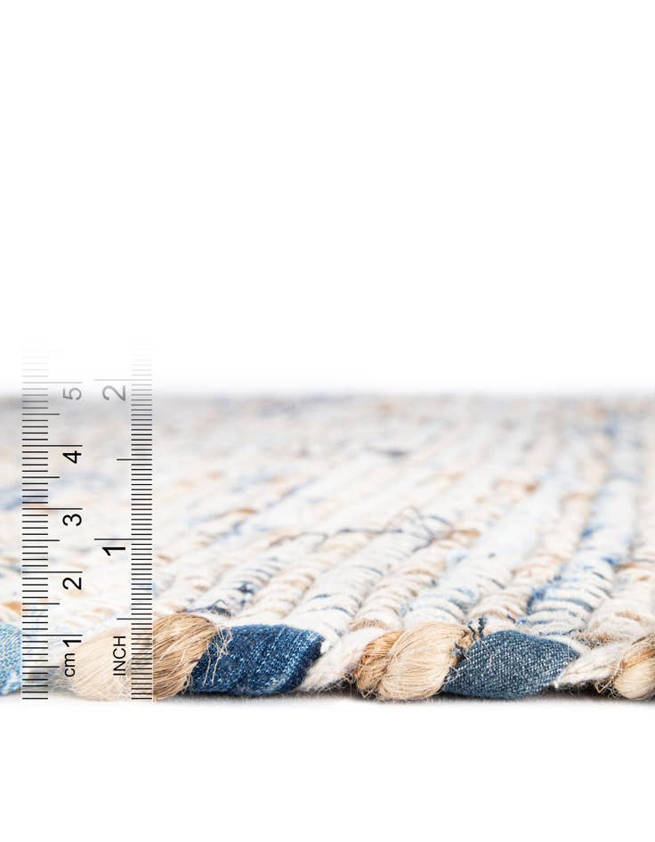 Detail image of Custom Blue Hand Woven Chindi Jute Rug