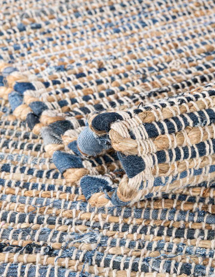 Custom Blue Hand Woven Chindi Jute Rug