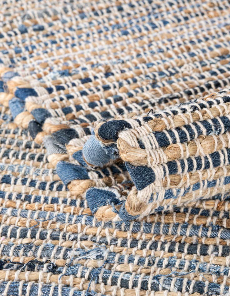 Detail image of Custom Blue Hand Woven Chindi Jute Rug